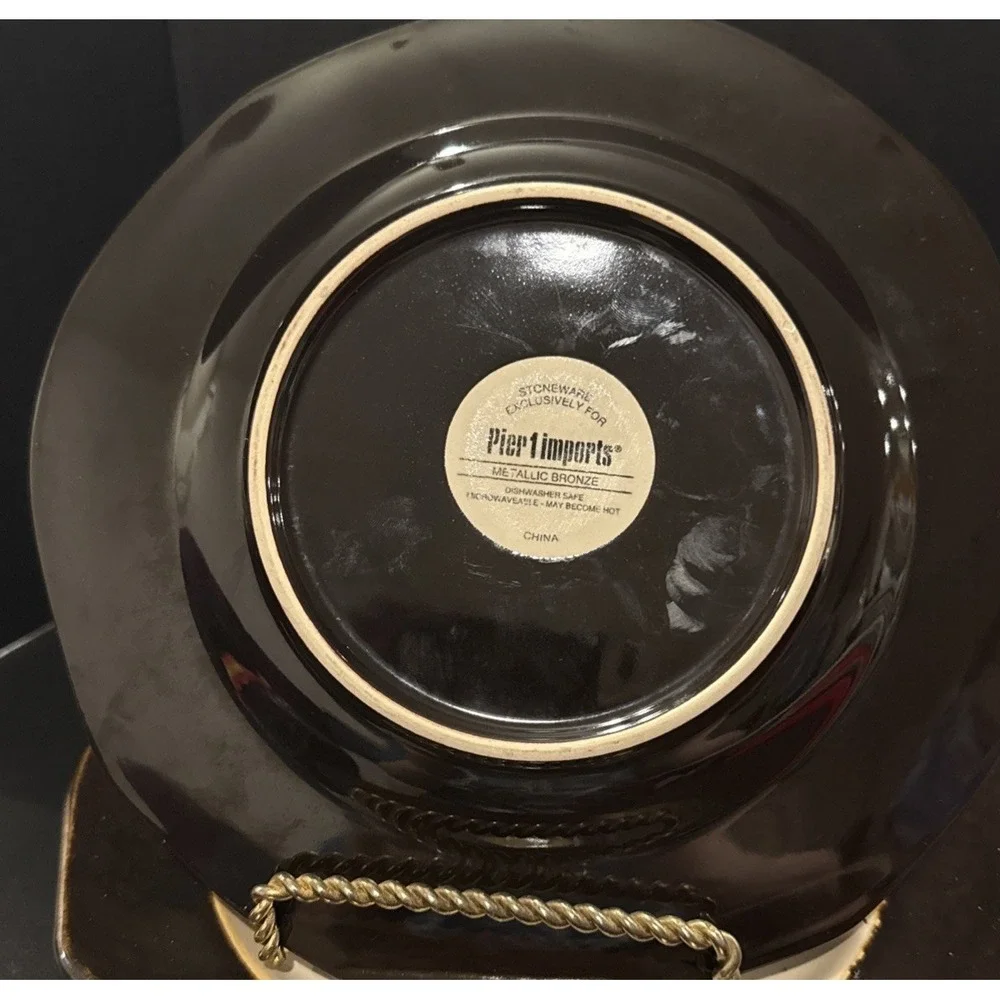 Pier 1 Imports Metallic Bronze Stoneware Salad Plates‎ Plate 8.5 Inch Set Of 4